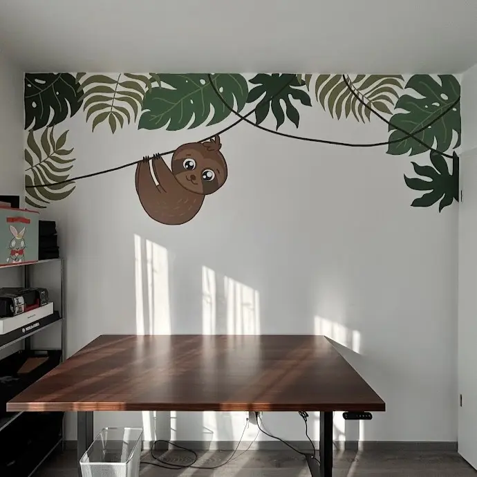 Lógni ér dekorációs falfestmény